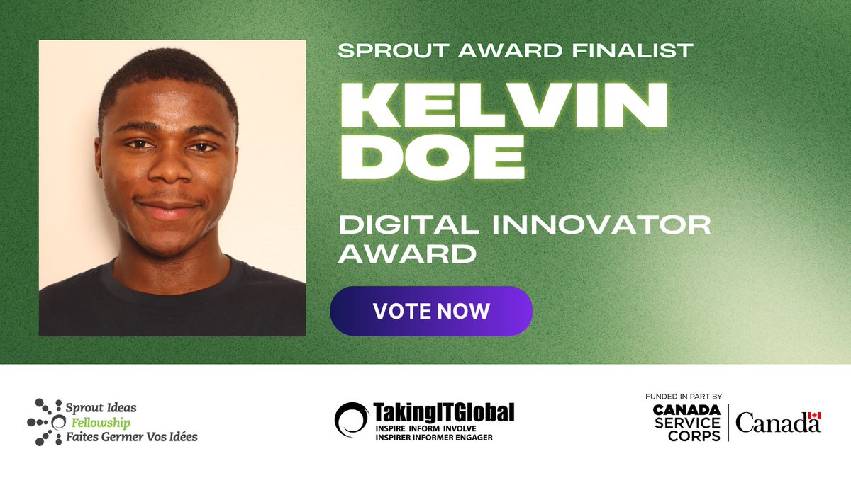 takingitglobal's tweet image. We are excited to announce the top 3 finalists for the TakingITGlobal Sprout Awards, Digital Innovator category. The winners will be honoured at the Sprout Ideas Fellowship Summit in Toronto, in June 2025! Learn more about the finalists and cast your vote at:…
