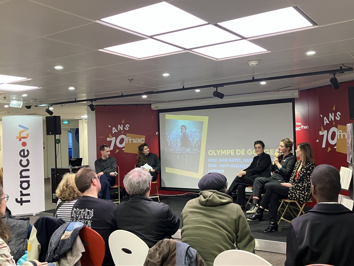 Rencontre à la <a href="/Fnac/">Fnac</a> des Ternes en présence de l’équipe de la fiction « Olympe, une femme dans la Révolution » avec <a href="/IamJulieGayet/">Julie Gayet</a>, Mathieu Busson ainsi que Florence Lotterie et Elise Pavy-Guilbert, autrices du livre éponyme.

➡️france.tv