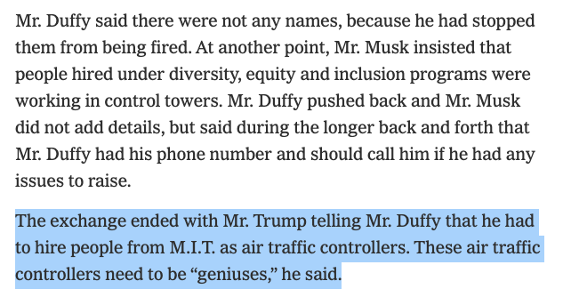samstein's tweet photo. Trump, per the NYT, has a novel solution to a lot of these debates over staff reductions: Keep the smart folks, get rid of the dummies https://t.co/8ysdYCQHg6