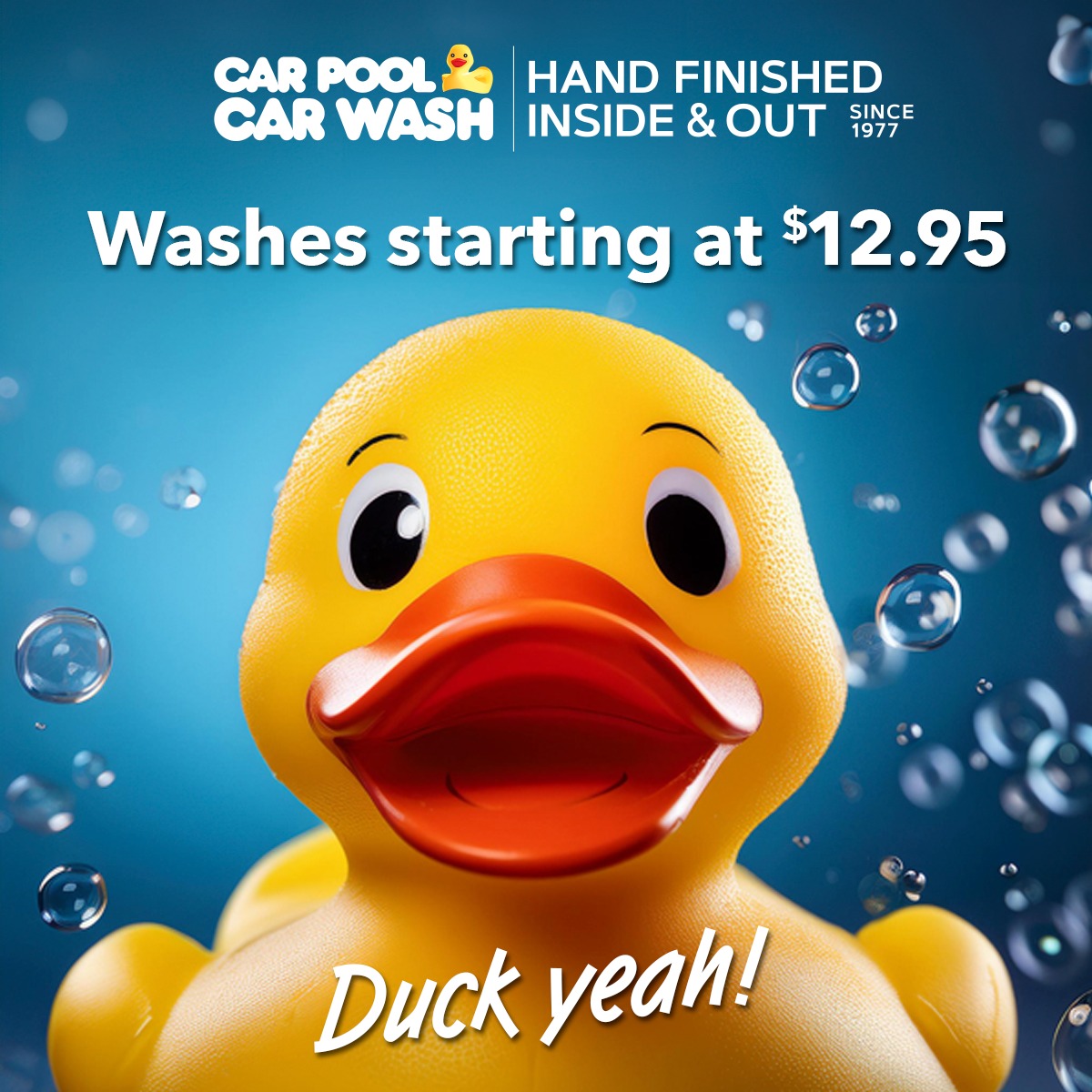 CarPoolCarWash's tweet photo. 🚗💦We've got the QUACK-est deals in town! Washes start at $12.95!
If you join Car Pool Rewards, our new $12.95 wash could be as low as $10.36. Now that's some serious savings! https://t.co/tR0ZLdIOTy
#CarPoolRewards #CarWash #CleanCar #DuckyDeals #LocalBusiness #carpoolcarwash https://t.co/SwAq0Zf26s