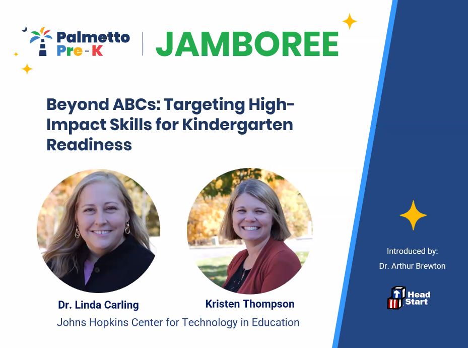 CTE’s Linda Carling and Kristen Thompson presented to more than 800 early childhood educators this morning for the Spring 2025 Palmetto Pre-K Jamboree. Their online session explored key developmental skills that have the greatest impact on school success.