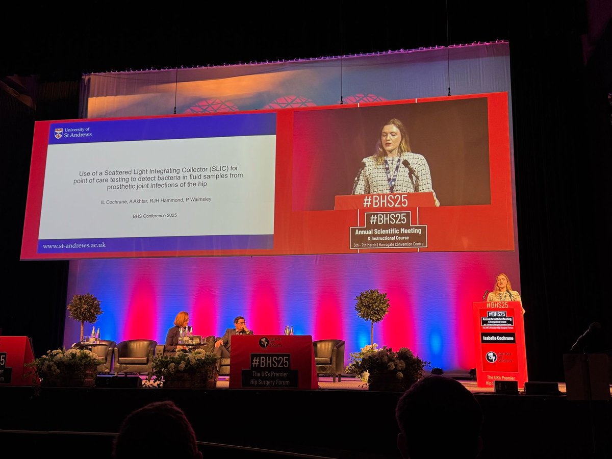 Phil Walmsley (@FifeKneeDoc@med-mastodon.com) (@philwalmsley4) on Twitter photo Great to see Isabelle Cochrane SE🏴 Ortho trainee & PhD student <a href="/StAndMedicine/">School of Medicine</a> presenting our work at #BHS25 on early diagnosis of PJI using SLIC 💪
<a href="/SESOrtho/">SESO _ SE Scotland Orthopaedic Training Programme</a> <a href="/GlobalOfficeStA/">Global Office, University of St Andrews</a> <a href="/nhsfife/">NHS Fife</a> <a href="/NHSResearchScot/">NHS Research Scotland</a> <a href="/NHSFifeResearch/">NHS Fife Research & Development</a> Great to see Isabelle Cochrane SE🏴 Ortho trainee & PhD student <a href="/StAndMedicine/">School of Medicine</a> presenting our work at #BHS25 on early diagnosis of PJI using SLIC 💪
<a href="/SESOrtho/">SESO _ SE Scotland Orthopaedic Training Programme</a> <a href="/GlobalOfficeStA/">Global Office, University of St Andrews</a> <a href="/nhsfife/">NHS Fife</a> <a href="/NHSResearchScot/">NHS Research Scotland</a> <a href="/NHSFifeResearch/">NHS Fife Research & Development</a>
