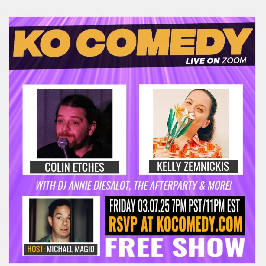 Michael Magid (@michaelmagid) on Twitter photo Congratulations everyone! It's Friday finally. Looking to decompress before a night out, or wind down after a night out (depending on time zone) Join us <a href="/kocomedy/">KO Comedy</a> 7pm PST/10pm EST
Always a blast! - kocomedy.com for link. <a href="/EtchesColin/">Colin Etches - Comedian</a> <a href="/ComedyHubLive/">Youtube.com/ComedyHubLive</a> Congratulations everyone! It's Friday finally. Looking to decompress before a night out, or wind down after a night out (depending on time zone) Join us <a href="/kocomedy/">KO Comedy</a> 7pm PST/10pm EST
Always a blast! - kocomedy.com for link. <a href="/EtchesColin/">Colin Etches - Comedian</a> <a href="/ComedyHubLive/">Youtube.com/ComedyHubLive</a>