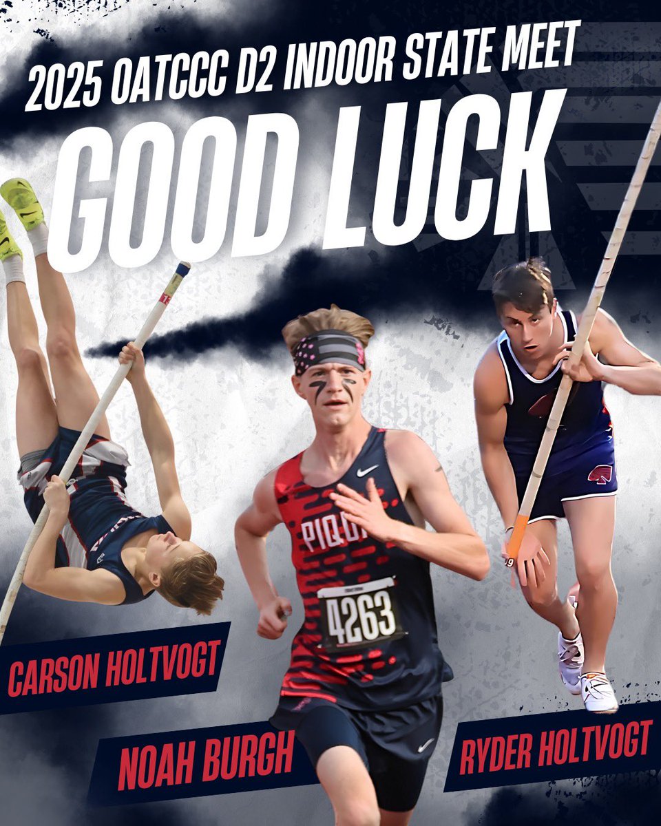 Coach_Nees's tweet photo. Congratulations to our 2025 Division 2 Indoor State Track Meet Qualifiers. 

Noah Burgh - 3200m
Carson Holtvogt - Pole Vault
Ryder Holtvogt - Pole Vault

Live Results:  https://t.co/xYQ2eSCghq https://t.co/7WvgEcXD4b
