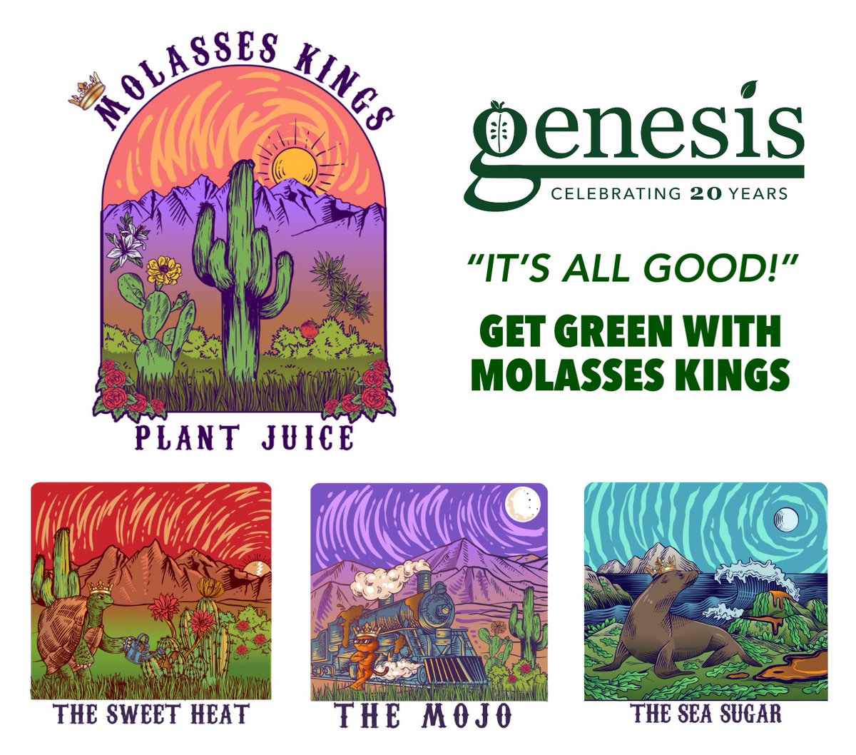 Genesis is excited to announce our partnership with Molasses Kings! This simple and effective product is a cornerstone to a solid soil foundation and a key component to broader turf programs. 

Molasses Kings Plant Juices are the finest molasses-forward plant and soil feed