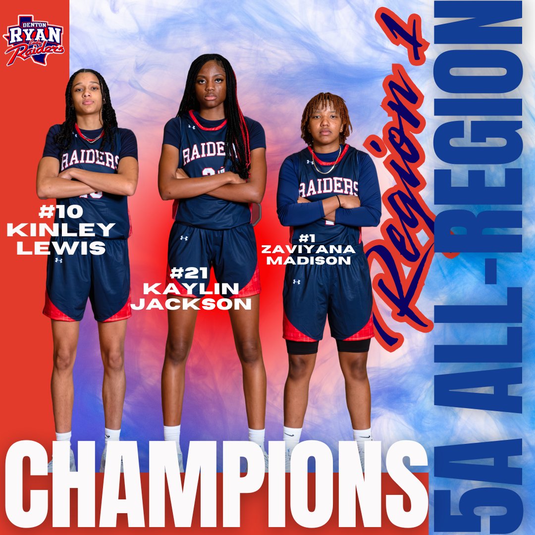 Ryan Girls' Basketball (@ryangirlsbball) on Twitter photo Congratulations to three champion Lady Raiders <a href="/KinleyLewis10/">Kinley Lewis</a> <a href="/KaylinJack35/">Kaylin Jackson</a> & <a href="/zaviyanamadison/">Zaviyana Madison</a>
for being named TABC All Region in 5A Region 1! More 🏆🏆🏆🏆🏆 hardware for a terrific trio! Congratulations to three champion Lady Raiders <a href="/KinleyLewis10/">Kinley Lewis</a> <a href="/KaylinJack35/">Kaylin Jackson</a> & <a href="/zaviyanamadison/">Zaviyana Madison</a>
for being named TABC All Region in 5A Region 1! More 🏆🏆🏆🏆🏆 hardware for a terrific trio!