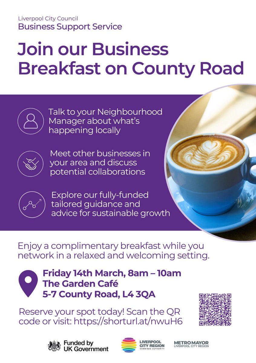 📢 County Road #businesses, join us on Friday 14th March and chat to <a href="/lpoolcouncil/">Liverpool City Council</a> teams from #business support, #neighbourhoods, #skills, #property &amp; #childcare

Book👉eventbrite.co.uk/e/business-bre…

📲Can't make it? Contact us anytime here: liverpool.gov.uk/contact-us/ser…

#UKSPF #communities