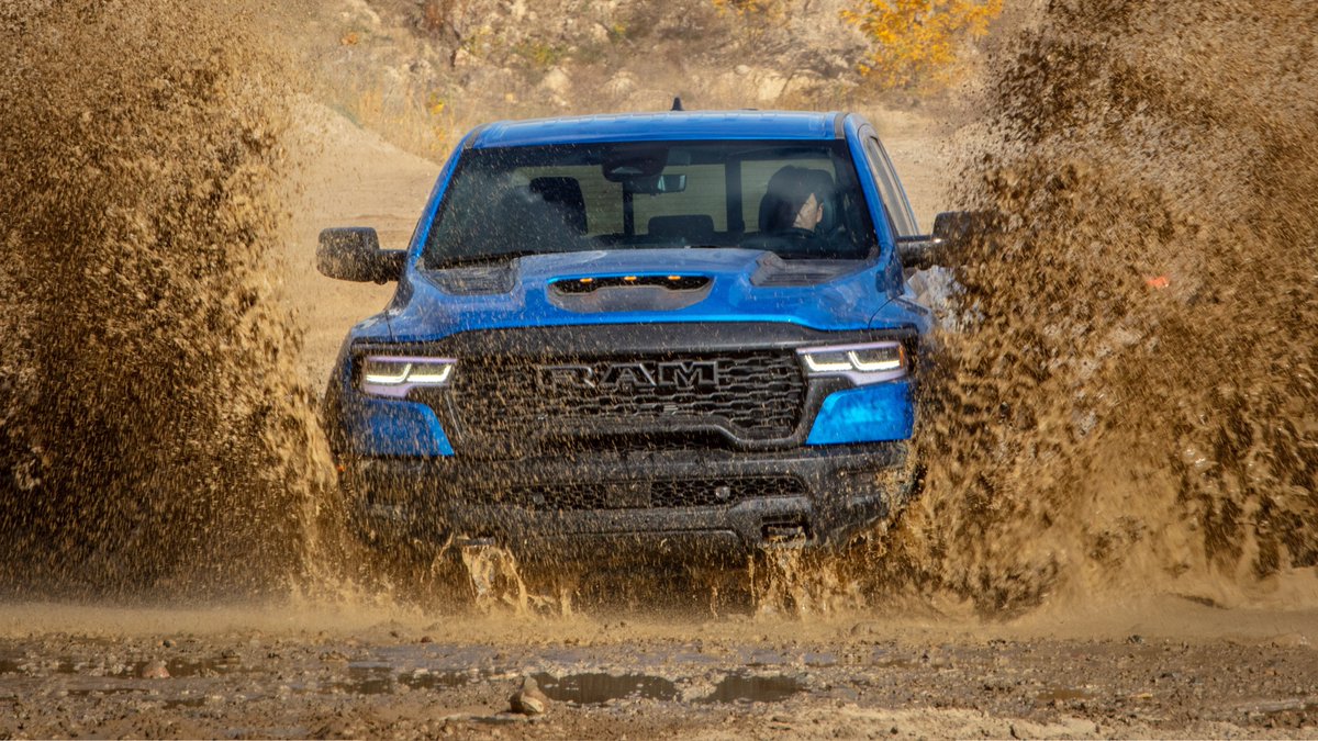 StellantisNA's tweet photo. The 2025 @RamTrucks 1500 RHO is built to get down and dirty. From rock crawling to river fording, the 2025 Ram 1500 RHO's robust suspension system and 35-inch tires make it ready to take on whatever the trail throws at it. Learn more at https://t.co/mMd2QLokvg. #RamTrucks #RamRHO https://t.co/enMeD4zFCq