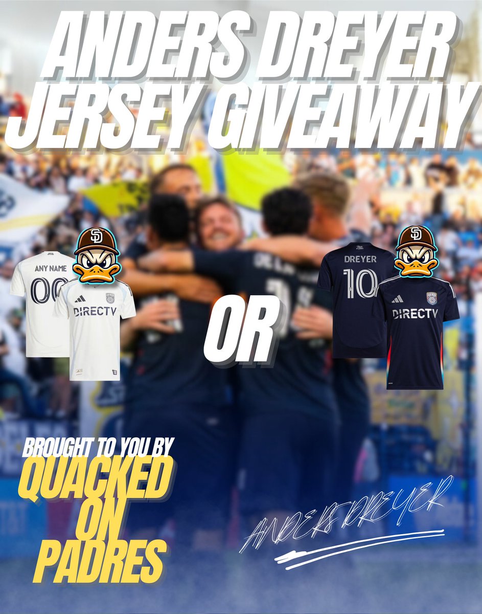 QuackedOnPadres's tweet photo. 🚨🔥 new giveaway alert🔥🚨 
Anders Dreyer scored the first 2 goals in @sandiegofc history so it’s only right for the second San Diego Fc giveaway is a Dreyer kit! 

How to win: Like/Follow/Retweet and comment which color you’d get if you win 

#LFGSDFC https://t.co/mSo1ioRF4B