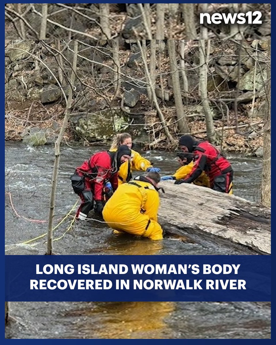 News12LI's tweet photo. BODY RECOVERED: A body that was recovered in a river in Connecticut has been identified as a Long Island woman, according to police. https://t.co/DD9KCtu5Sp https://t.co/1Pa8S86B5H