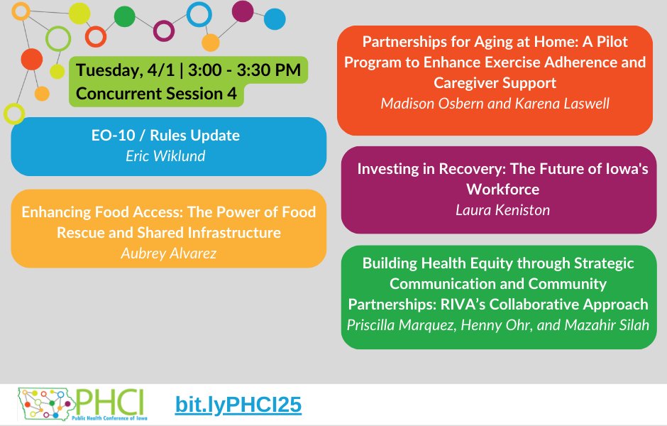 #PHCI25 concurrent session #4 on April 1 at 3:00 pm will feature more powerful public health stories. 📚 

Full conference agenda: regcytes.extension.iastate.edu/publichealth/a…"