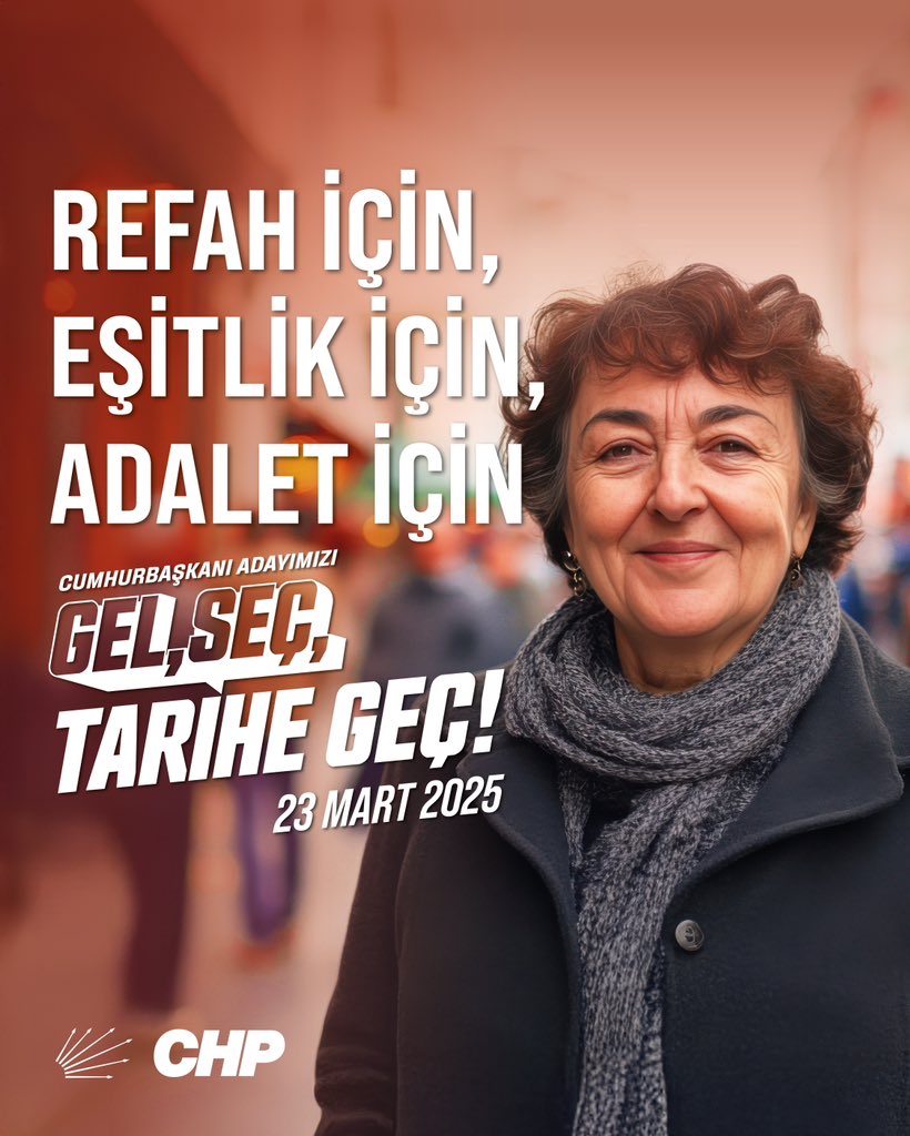 Birsen Çelik (@birsencelik20) on Twitter photo Türkiye’yi hak ettiği yere taşımak için... 
23 Mart 2025 Pazar günü sen de #GelSeçTariheGeç Türkiye’yi hak ettiği yere taşımak için... 
23 Mart 2025 Pazar günü sen de #GelSeçTariheGeç
