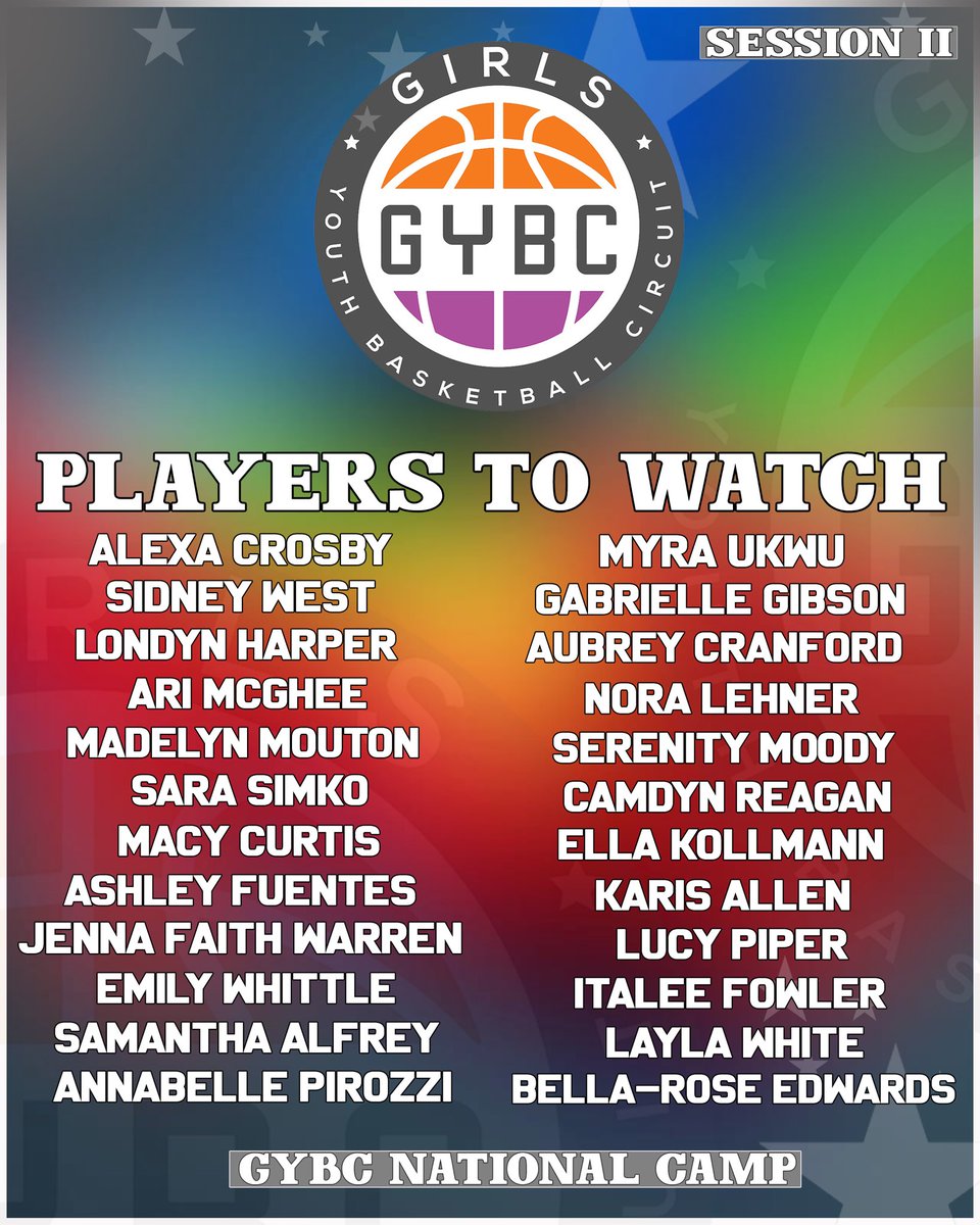 (GYBC National Camp Session I and Session II Players to Watch) 🚀📈🔥

- The PREMIER National girls exposure camp will take place this weekend in Charlotte, NC get READY for an ELECTRIC weekend.