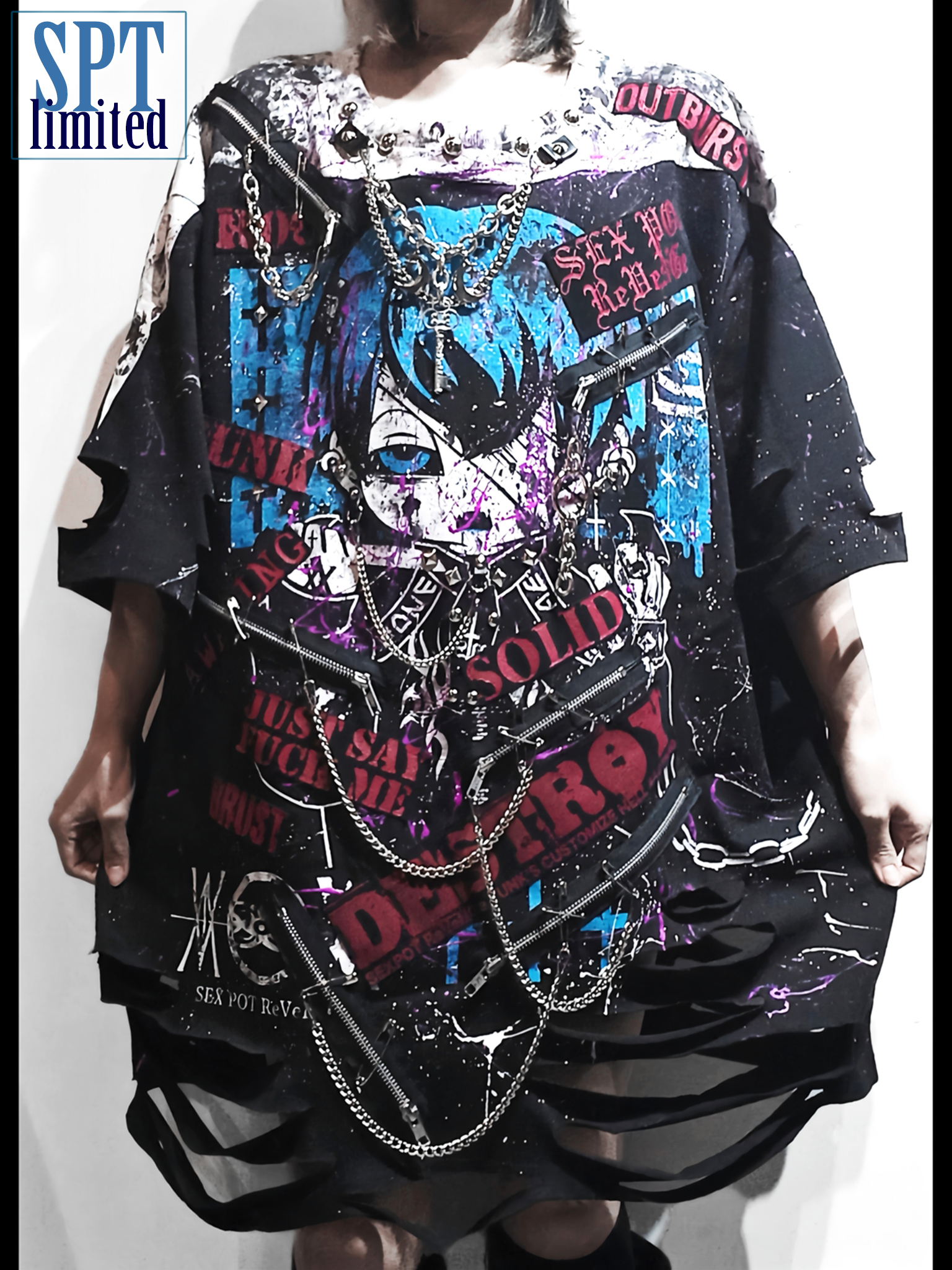 送料無料！】悪夢の国のアリス LACE UP SLEEVE DEVIL ZIP パーカ
