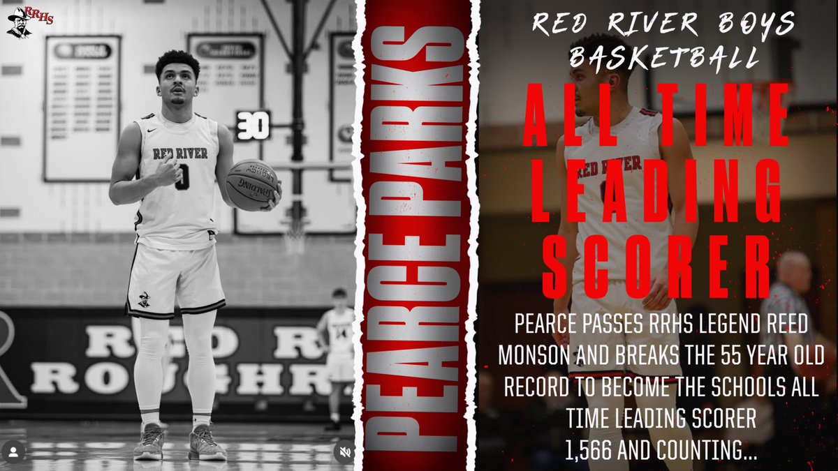 HISTORY MADE🏀
Last night Pearce Parks became Red River’s all time leading scorer😤 Pearce surpassed RR legend Reed Monson and broke the school record that had stood for 55 YEARS🤯 Congratulations Pearce on this amazing accomplishment! #TAG #HistoryMade