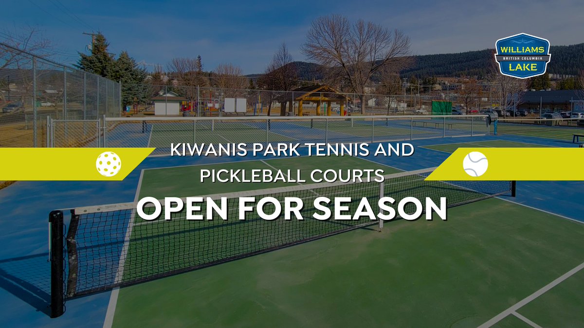 The City of Williams Lake is excited to announce the Kiwanis Park Tennis and Pickleball Courts are now open for the season!
The courts are free to use, and players of all skill levels are welcome.