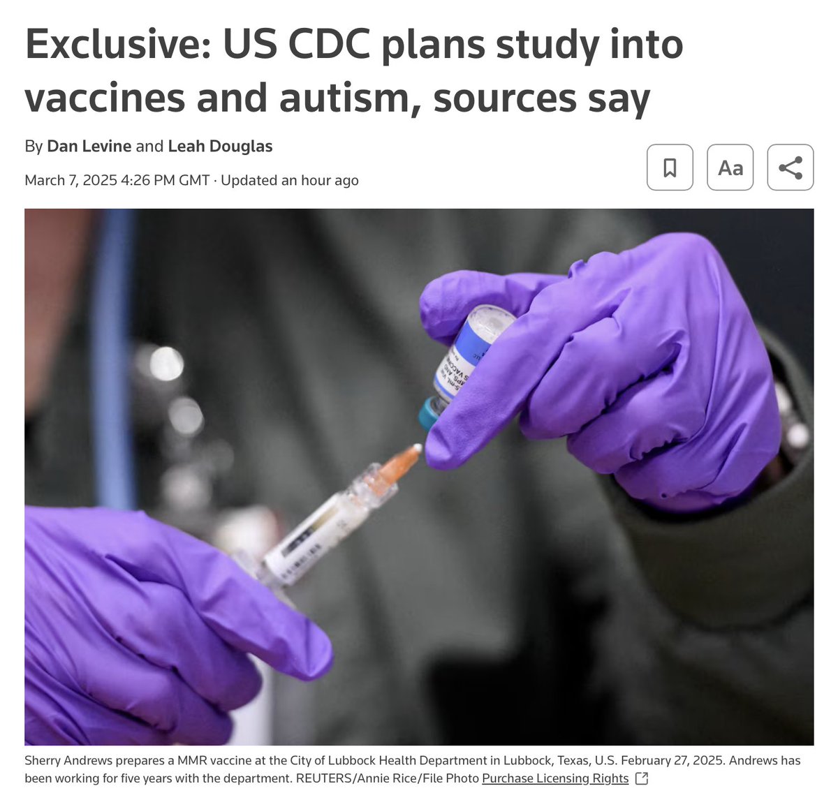Terrible news.

There is no evidence whatsoever linking any vaccine, including the MMR, to autism.

British anti-vaxx charlatan Andrew Wakefield was responsible for spreading that lie in the 1990s.

He was struck off for his fraudulent research.

RFK is dangerous.