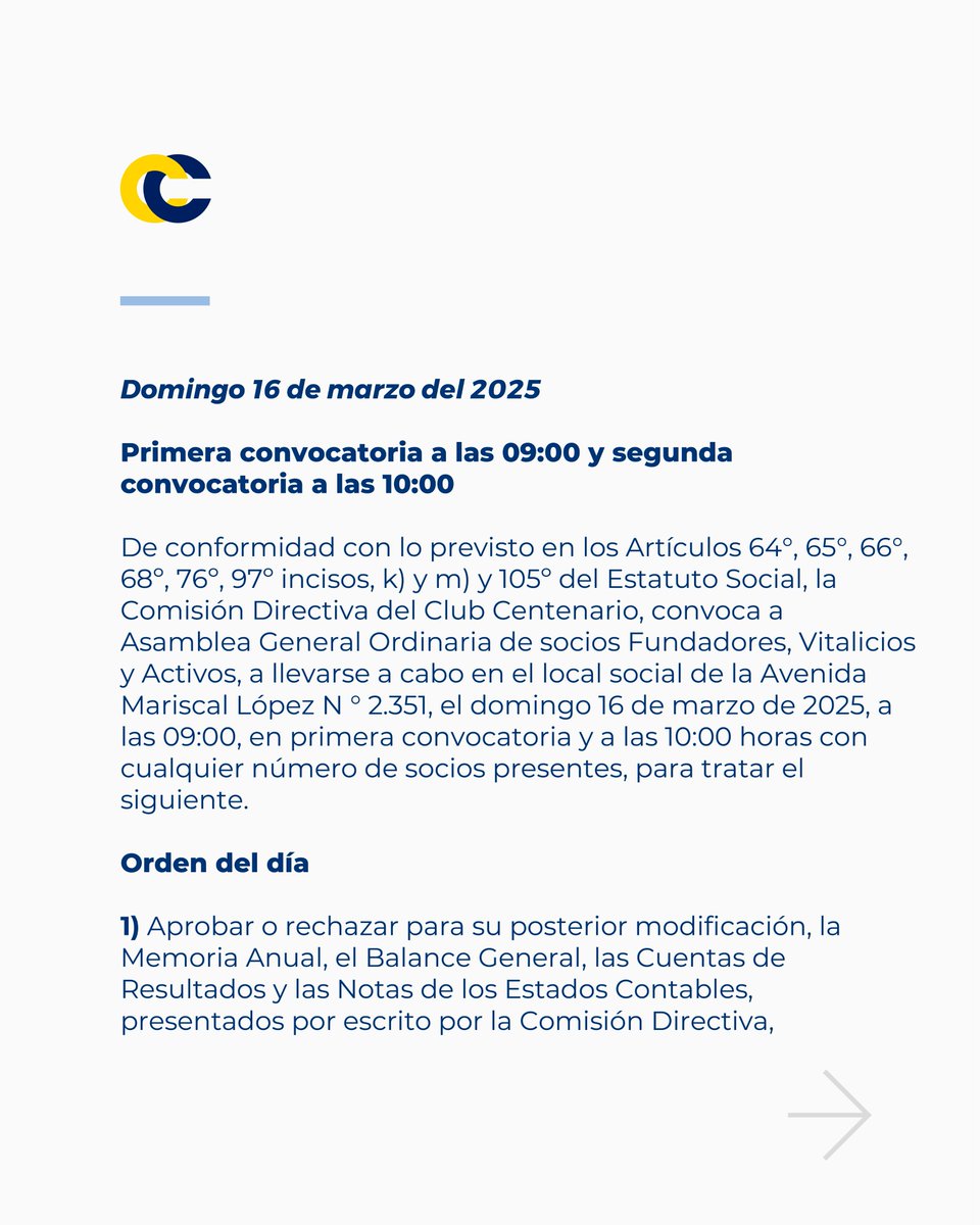 centenariopy's tweet photo. 📌 Convocatoria a Asamblea General Ordinaria https://t.co/Z0i292eNzH