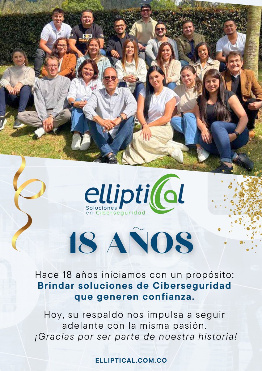 EllipticalSAS's tweet image. Hace 18 años emprendimos este camino con un propósito claro: brindar soluciones de ciberseguridad que generen confianza. Hoy, gracias a nuestro equipo, aliados y clientes, seguimos creciendo con la misma pasión y compromiso.

💙 ¡Gracias por ser parte de nuestra historia!