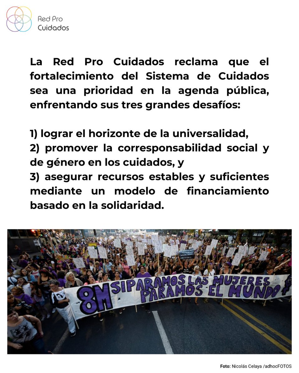 #8M
Subrayamos la urgencia de fortalecer el Sistema Nacional Integrado de Cuidados como una política clave para un desarrollo sostenible y equitativo. 

En este 8 de marzo, llamamos la atención respecto de la pobreza de tiempo que sufren las mujeres.