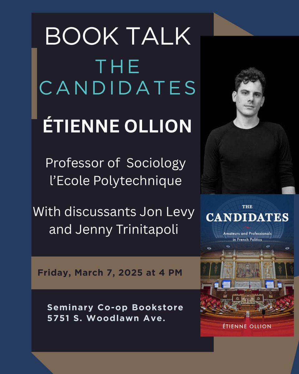 Happening this afternoon! 📚 Join us at <a href="/SeminaryCoop/">Seminary Co-op</a> as Étienne Ollion discusses his latest book with Jon Levy &amp; Jenny Trinitapoli.