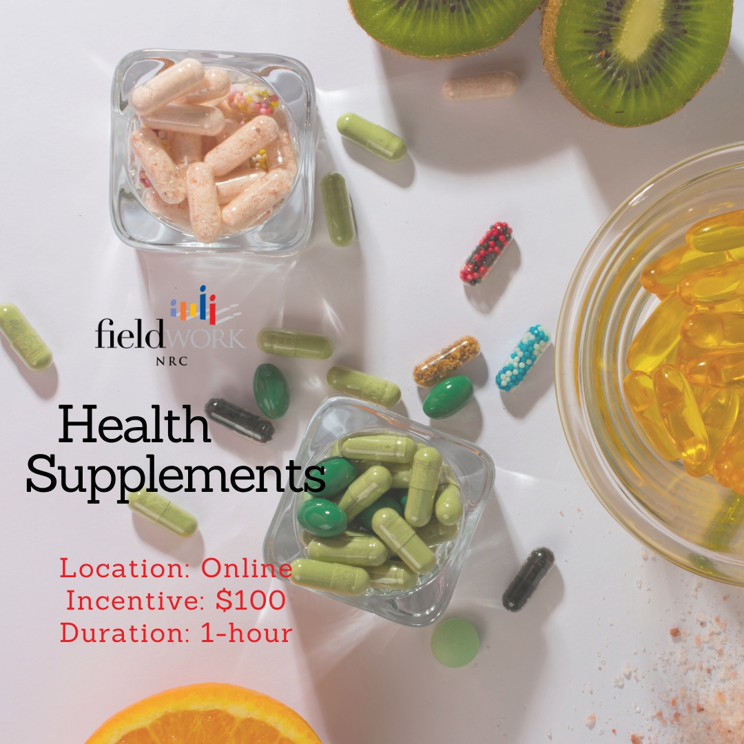 FieldworkNRC's tweet image. Fieldwork NRC is looking for adults to participate in a one-hour online market research study regarding health supplements. 

Link: participate.fieldwork.com/Account/Redire…

Reference #: 6400NRC25
Location: Online
Incentive: $100
Duration: 1-hour
Date(s): 3/18-3/28
Time(s): Various