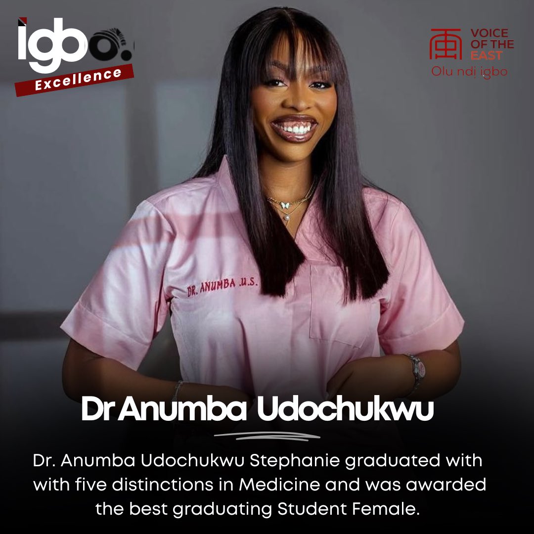 Dr. Stephanie Udochukwu Anumba has been recognized as the best graduating female student from the University of Uyo’s College of Health Sciences. 

She achieved distinctions in five disciplines: Laboratory Medicine, Pharmacology, Paediatrics, Community Medicine, and Family