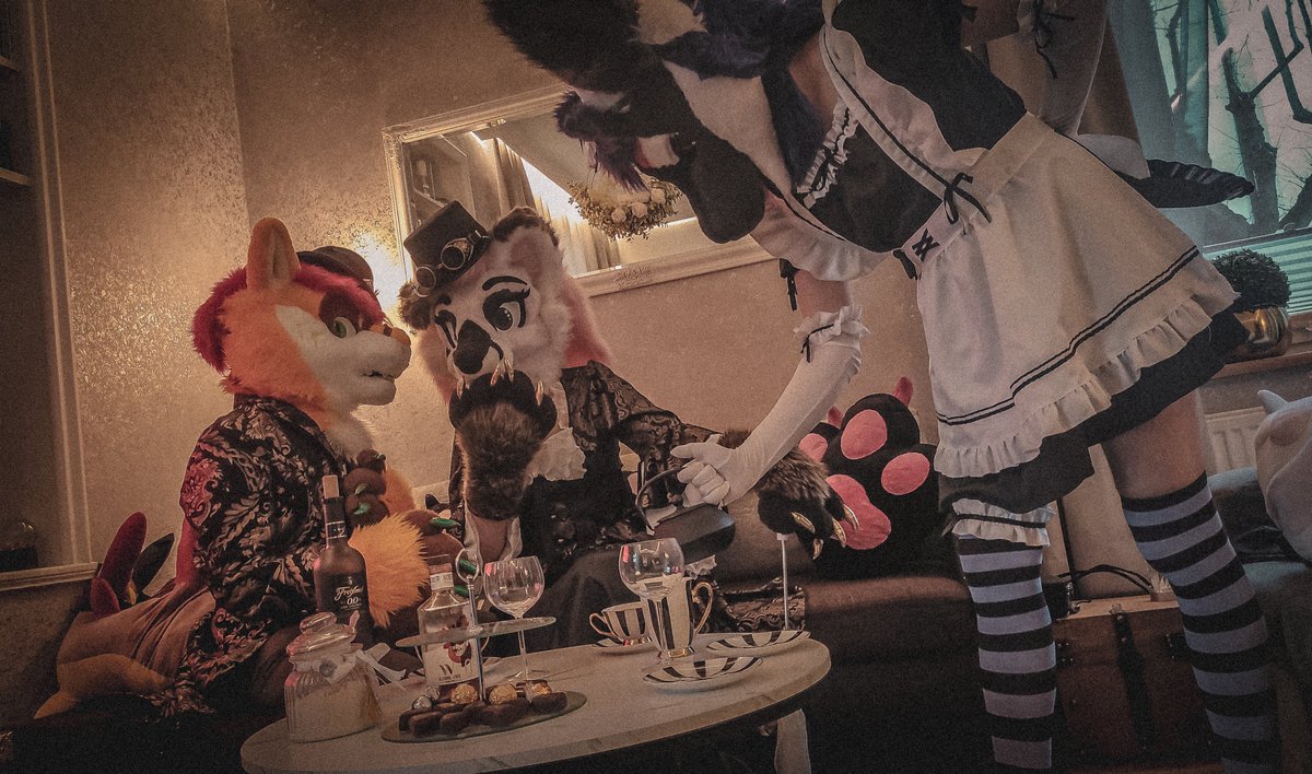Whispers of scandal drift through the parlor as guests sip tea and trade secrets. Behind velvet paws, gossip flourishes, and the maid, ever attentive, may overhear more than she should.
One must wonder—who shall be the subject of tonight’s most tantalizing rumors?🤭#FursuitFriday
