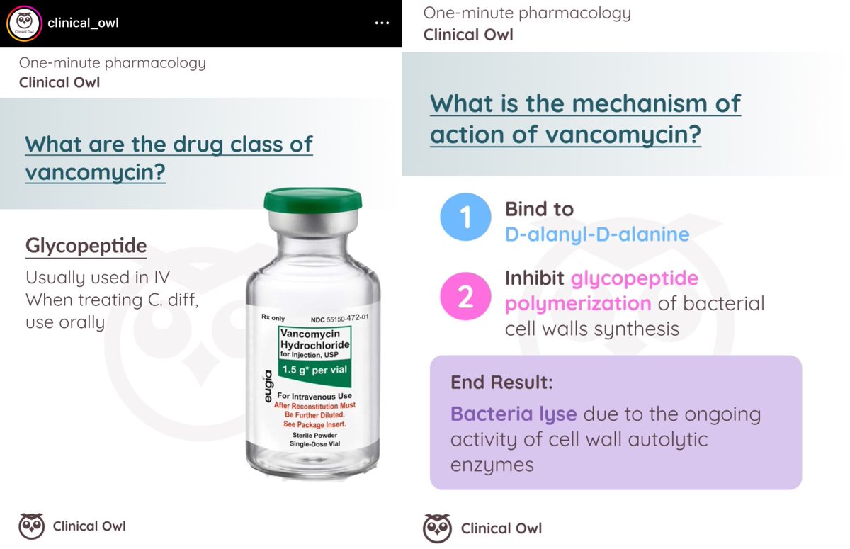 Ph_LamaAlghamdi's tweet image. Vancomycin (TDM) 🌟

🔴Trough : 30 min before 4th dose. 
🔘Target through for severe infection such as joint infection, osteomyelitis, pneumonia, endocarditis, bacteremia is 15-20 mg/ml.
🔘Target trough for non-sever infection such as skin infection is 10-15 mg/ml.

✳️Dose…