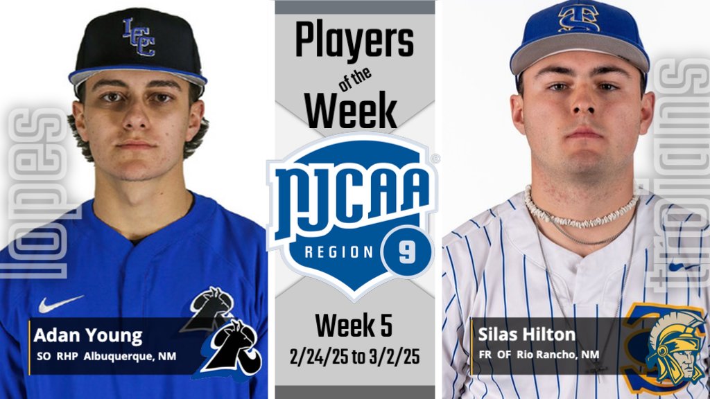 Region 9 Baseball announced the "Players-of-the-Week"  – Congratulations to Adan Young from Lamar Community College
<a href="/LamarCCBaseball/">LamarCC Baseball</a>

and Silas Hilton from Trinidad State College
<a href="/tsjcbaseball/">Trinidad State College Baseball</a>
<a href="/TSCATHLETICS/">TSC Athletics</a>
- read more at region9athletics.com/general/2024-2…