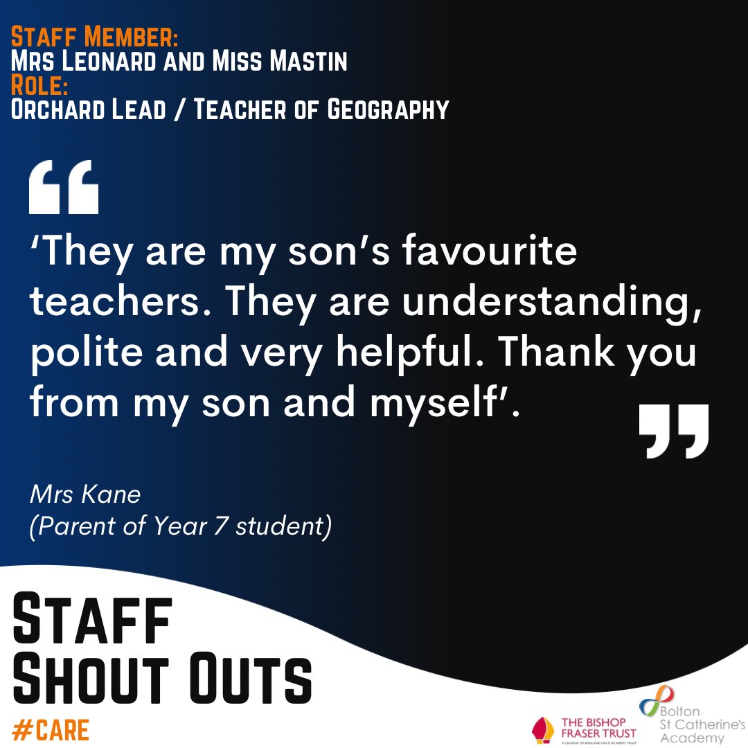 STAFF SHOUT OUTS 📣

We enjoyed giving out awards to our staff last week following the Staff Shout Outs submitted by parents and carers. Take a look at some of those presented 🙌🏽

#WEAREBSCA #CARE