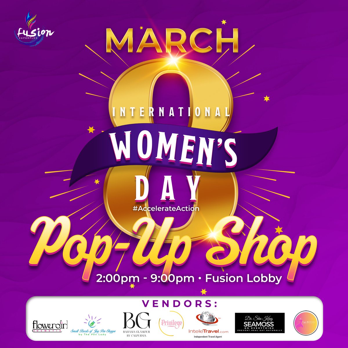 Come check out your favorite female-owned businesses tomorrow in Fusion Superplex’s lobby! 💜