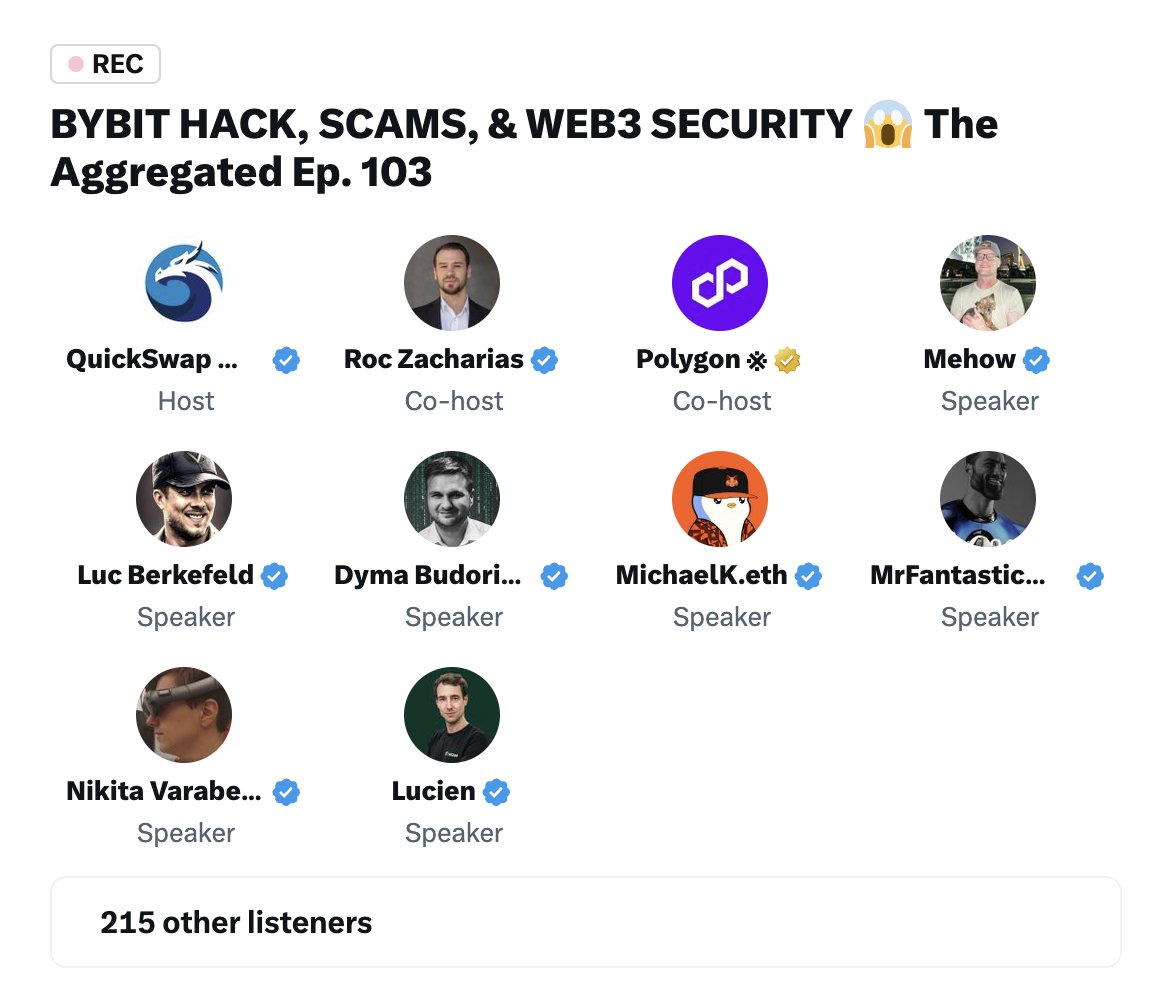 Americanfort_io's tweet image. Tune in to @QuickswapDEX space to hear @MehowHacks break down the #BybitHack and share the best ways to protect your digital assets in light of increasingly elaborate Web3 hacks. 

@CryptoRocky @buda_kyiv @LucBerkefeld @MichaelKdcl @NikitaVarabei