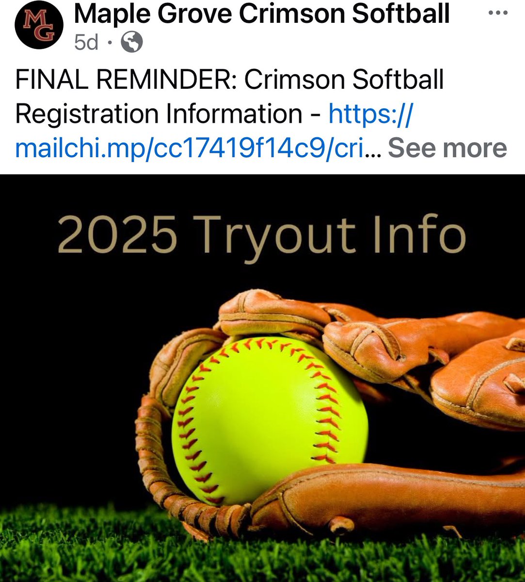 Maple Grove Softball (@coachkoltes) on Twitter photo π₯π₯π₯Tryouts Start on Monday! You need to be registered through the school before you can participate in Tryouts!!
<a href="/MGActivities/">Crimson Activities</a> π₯π₯π₯Tryouts Start on Monday! You need to be registered through the school before you can participate in Tryouts!!
<a href="/MGActivities/">Crimson Activities</a>