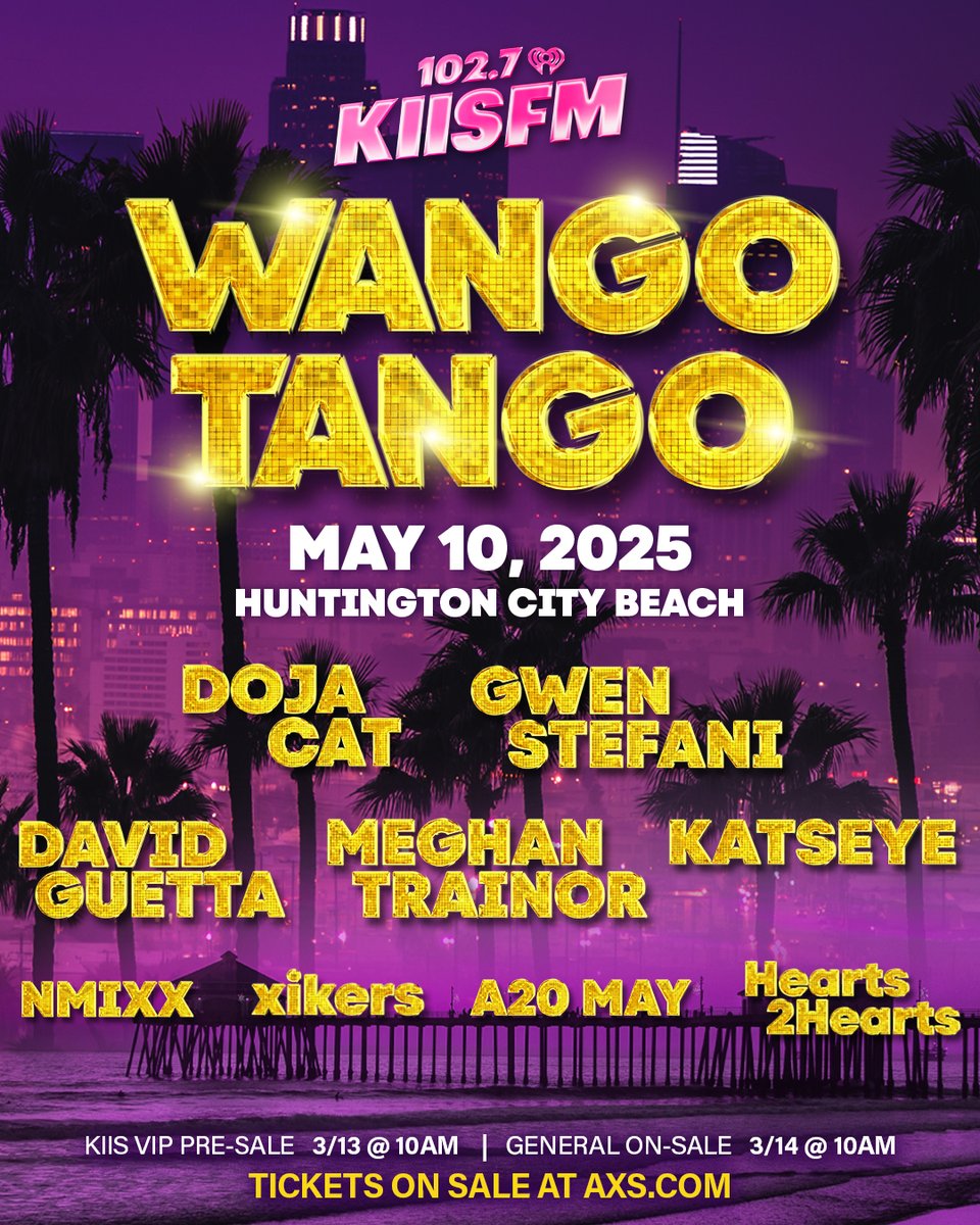 KATSEYE (@katseyeworld) on Twitter photo we are performing at this years Wango Tango on May 10th 🤍
KIIS VIP pre-sale 3/13 @ 10am PT
General on-sale 3/14 @ 10am PT
tickets available at: KATSEYE.lnk.to/WangoTango
can’t wait to see you all! #KATSEYE #WangoTango <a href="/1027KIISFM/">102.7 KIIS FM</a> we are performing at this years Wango Tango on May 10th 🤍
KIIS VIP pre-sale 3/13 @ 10am PT
General on-sale 3/14 @ 10am PT
tickets available at: KATSEYE.lnk.to/WangoTango
can’t wait to see you all! #KATSEYE #WangoTango <a href="/1027KIISFM/">102.7 KIIS FM</a>