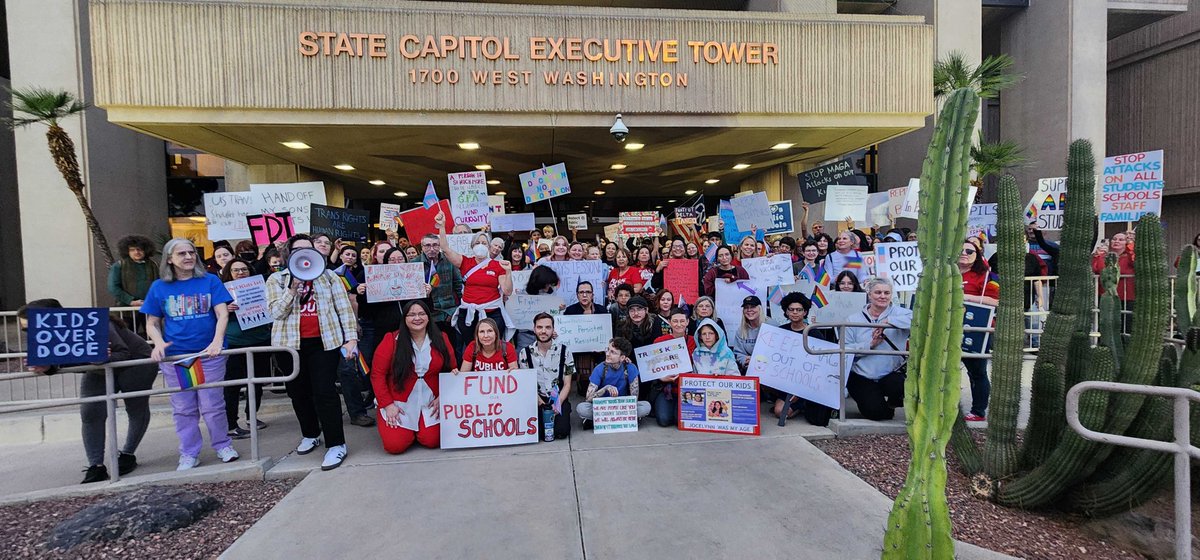 Teachers deserve fair pay. Students deserve quality education. Communities deserve investment. Today, we raised our voices loud and clear: Arizona must do better! Shoutout to <a href="/arizona_sos/">Save Our Schools AZ</a> for hosting this rally! 🎓📣 #InvestInEducation