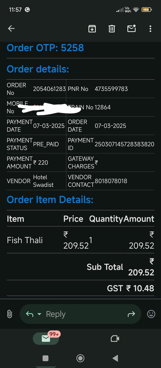 anil160478's tweet photo. #IRCTC 
Food not delivered and mobile switched off https://t.co/5mQMKLNNNV