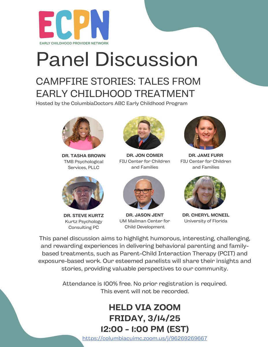 "Campfire Stories: Tales from Early Childhood Treatment" Panel discussion on Friday, March 14, 12-1 PM EST. Free event, no registration required. <a href="/ABCTPFSIG/">ABCT Parenting and Families SIG</a>