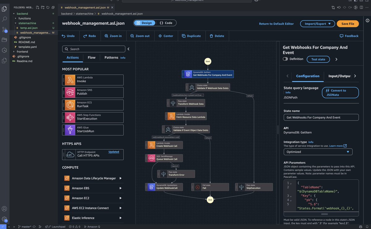 pubudusj's tweet image. Now, you can build your #AWS #StepFunctions State machines in your local VSCode same as in the Step Functions Workflow Studio in AWS console 🔥
Install AWS Toolkit extension in VSCode & open your state machine definition file to see the magic 🪄
aws.amazon.com/blogs/compute/…