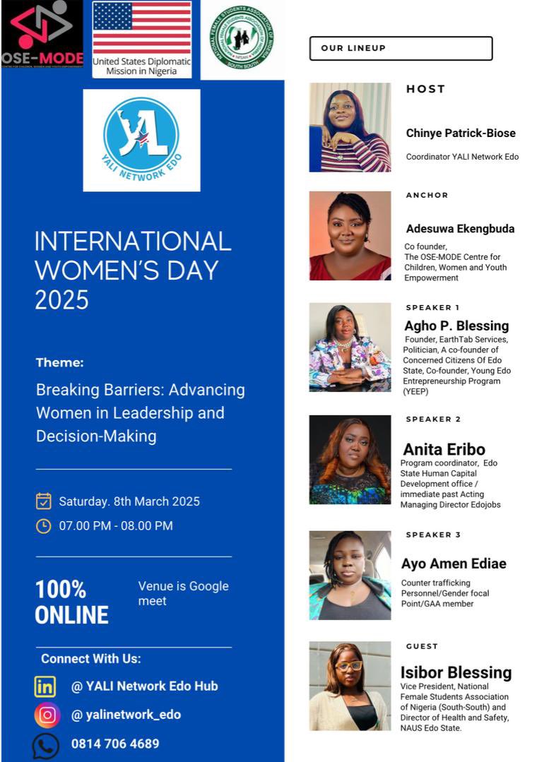 ayoamen's tweet photo. Join us at Google meet tomorrow at 7PM in commemoration of International Women’s Day. 

#internationalwomensday
#IWD
#8marchinternationalwomensday https://t.co/6McvMGUmkE