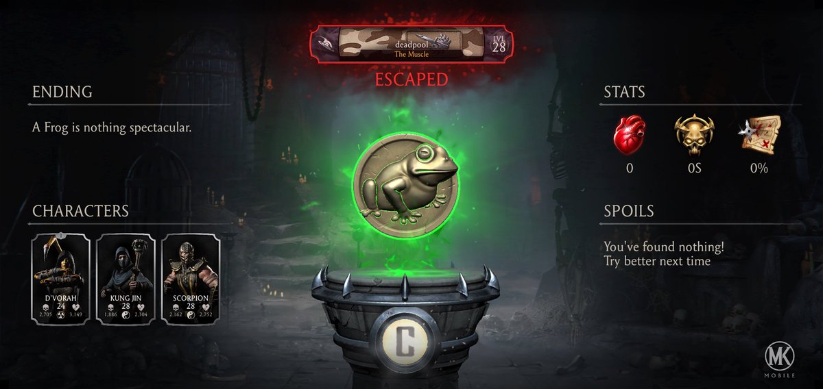 Deandre78434666's tweet photo. I just completed a Krypt Run in Mortal Kombat mobile! Check out my stats. https://t.co/R8LSLUfBXN