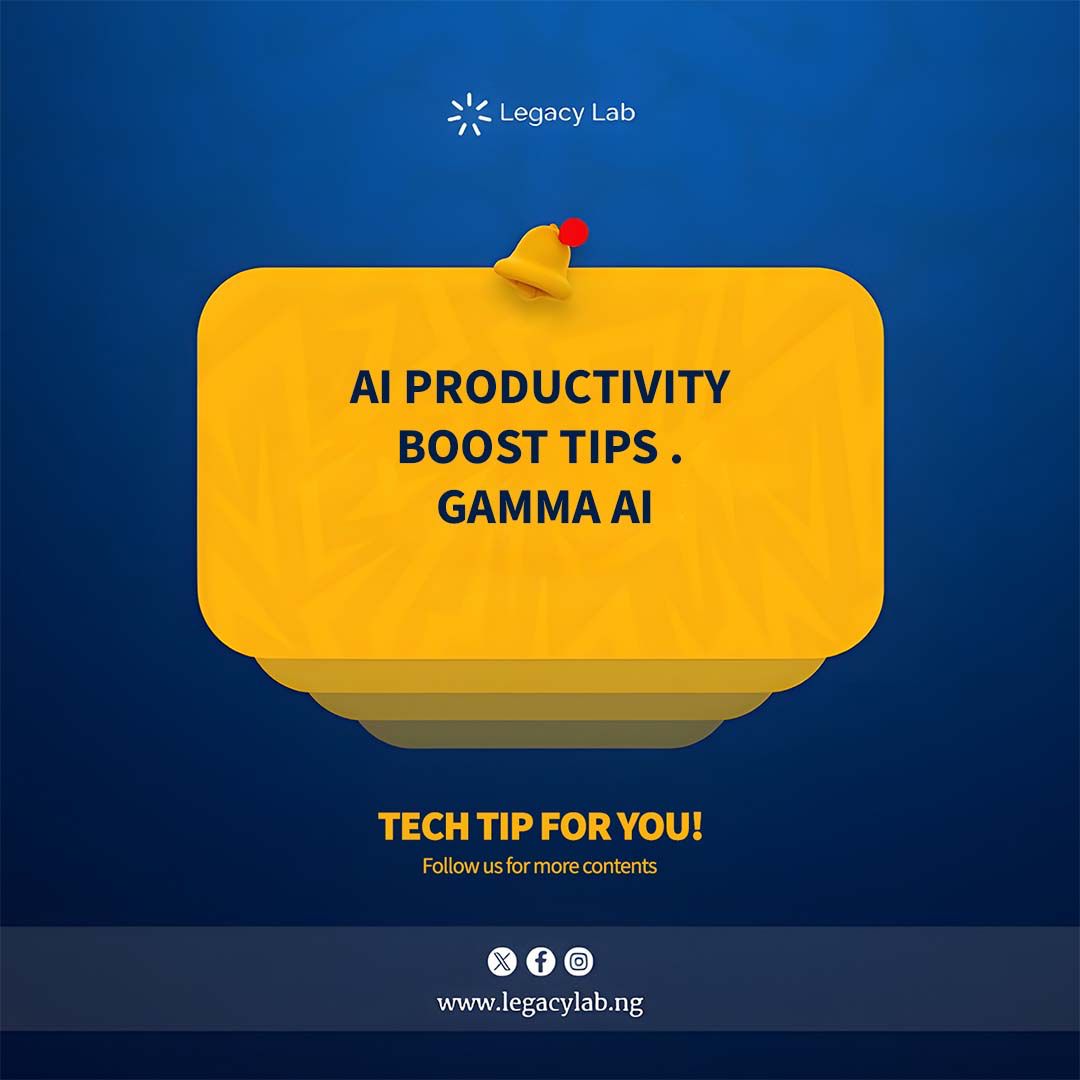 legacylabng's tweet image. Say hello to smarter living with Gamma AI! Discover how it can simplify your day-to-day tasks, boost your productivity, and help you make better decisions. Embrace the tech that works for you!
#Legacylab #GammaAI #Inspiration #Techtipsfriday