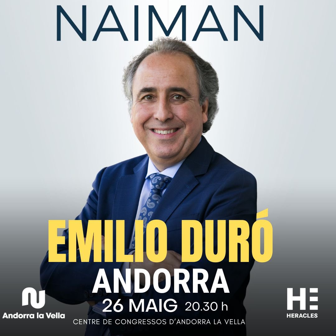 ManelAngrill's tweet photo. MILIO DURÓ ARRIBA A ANDORRA! Sl Centre de Congressos d’Andorra la Vella el dilluns 26 de maig a les 20.30 h. Una oportunitat única per escoltar en directe a Emilio Duró i transformar la teva mentalitat.
🎟 Entrades ja a la venda #EmilioDuró #Andorra #Motivació #CreixementPersonal https://t.co/irWiavouJn