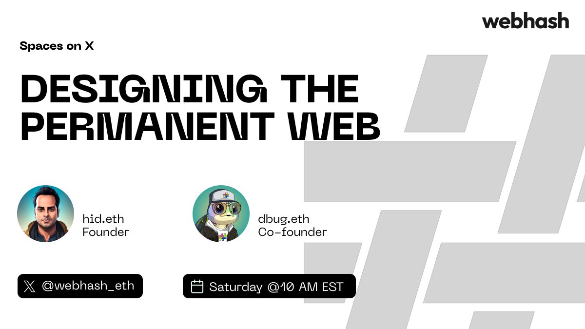 webhash_eth's tweet image. 🚀 Join us for a Webhash Twitter Space! 🎙️
🗓 Saturday, 10 AM EST
🗣 Featuring: hid.eth @w3hidayath & dbug.eth @dbug_eth
🎤 Hosted by Ana @hellowebhash
💡 Topics: Node Network Testnet, New Templates, No-code ENS website builder & Future Roadmap of Webhash
Set a reminder & don’t…