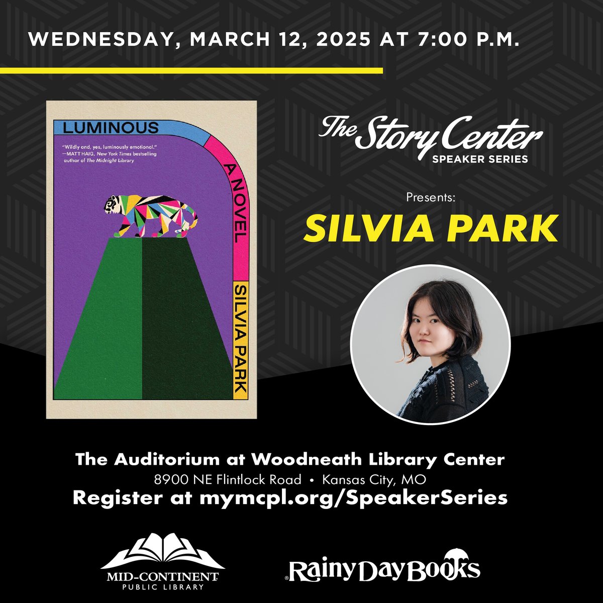 Simon & Schuster (@simonbooks) on Twitter photo LUMINOUS author <a href="/silviajpark/">Silvia Park</a> is coming to <a href="/MCPLMO/">MidContinent Library</a> with <a href="/RainyDayBooks/">Rainy Day Books</a> on March 12!
mymcpl.org/events/106160/… LUMINOUS author <a href="/silviajpark/">Silvia Park</a> is coming to <a href="/MCPLMO/">MidContinent Library</a> with <a href="/RainyDayBooks/">Rainy Day Books</a> on March 12!
mymcpl.org/events/106160/…