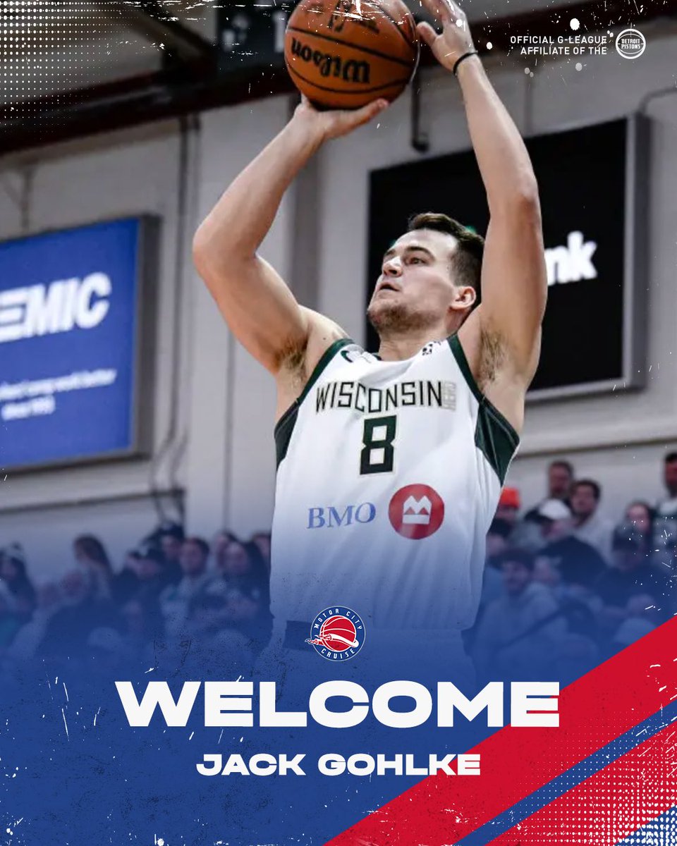 MotorCityCruise's tweet photo. He’s back home! Welcome to the squad, @jgohlke34!💙

OFFICIAL: We have acquired guard Jack Gohlke from Wisconsin Herd in exchange for the returning rights to guard ShawnDre Jones https://t.co/whCj9v0cmd