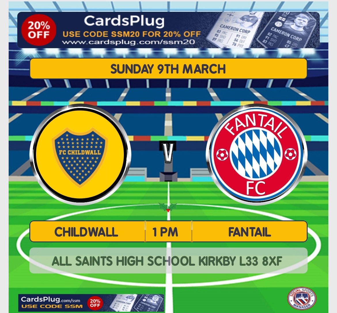 Big cup game Sunday. Come on you Tail 💪⚽️
