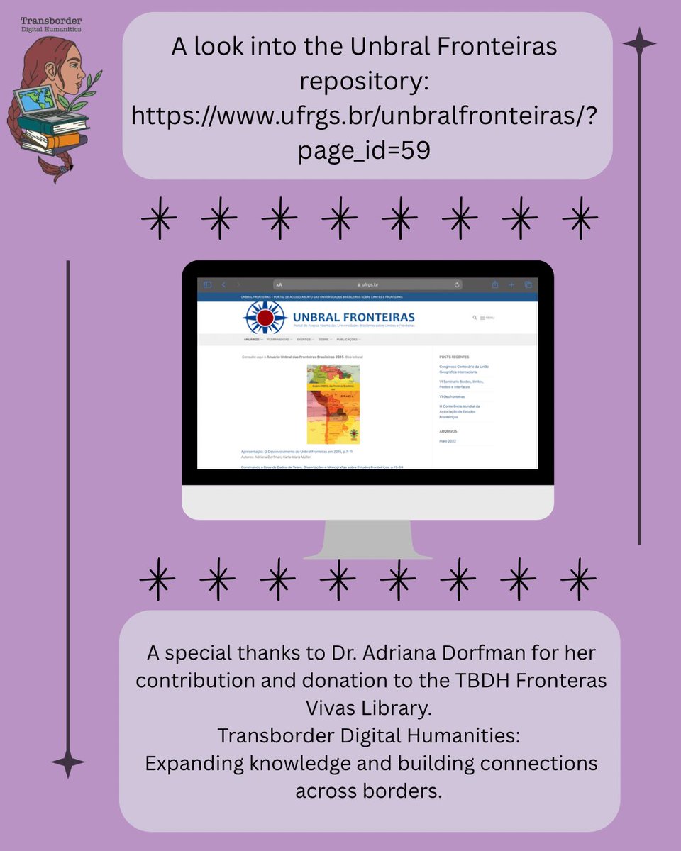 TransborderDH's tweet image. Highlighting the TBDH “Fronteras Vivas” Library: An archive and library that aims to become a resource and partnership between the TBDH team and some of our guests from around the globe 🌎 thank you Dr. Dorfman for these new titles from Brazil!
#transborderDH #tbdh #repositories