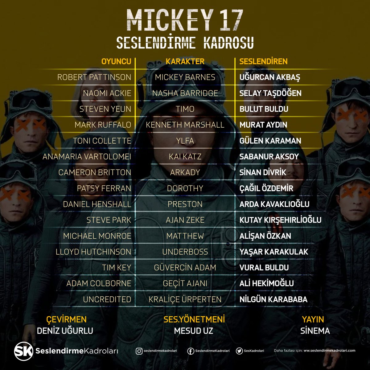 Mickey 17, Türkçe Dublaj seçeneğiyle şimdi sinemalarda.
seslendirmekadrolari.com/2025/03/mickey…
