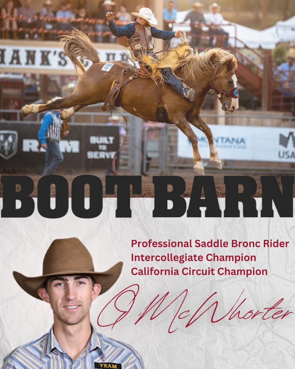 AthleteLabTeam's tweet image. The @AthleteLabTeam course introduces an amazing #NIL partnership between standout #Rodeo athletes and @bootbarn . The @CalPoly class features #DanielMiranda #QMcWhorter & #HalieghGrant from the @calpolyrodeo team.
#rodeo #cowboy #sports #education #polyroyal @CPMustangs